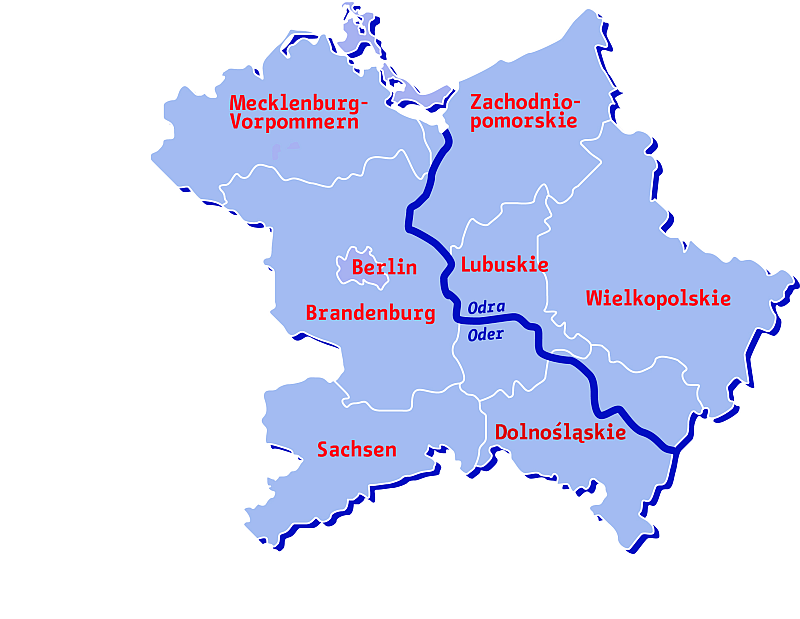 Mapa Partnerstwa-Odra / Karte der Oder-Partnerschaft; CC BY-SA 3.0, Wikimedia Commons, User: EisJ