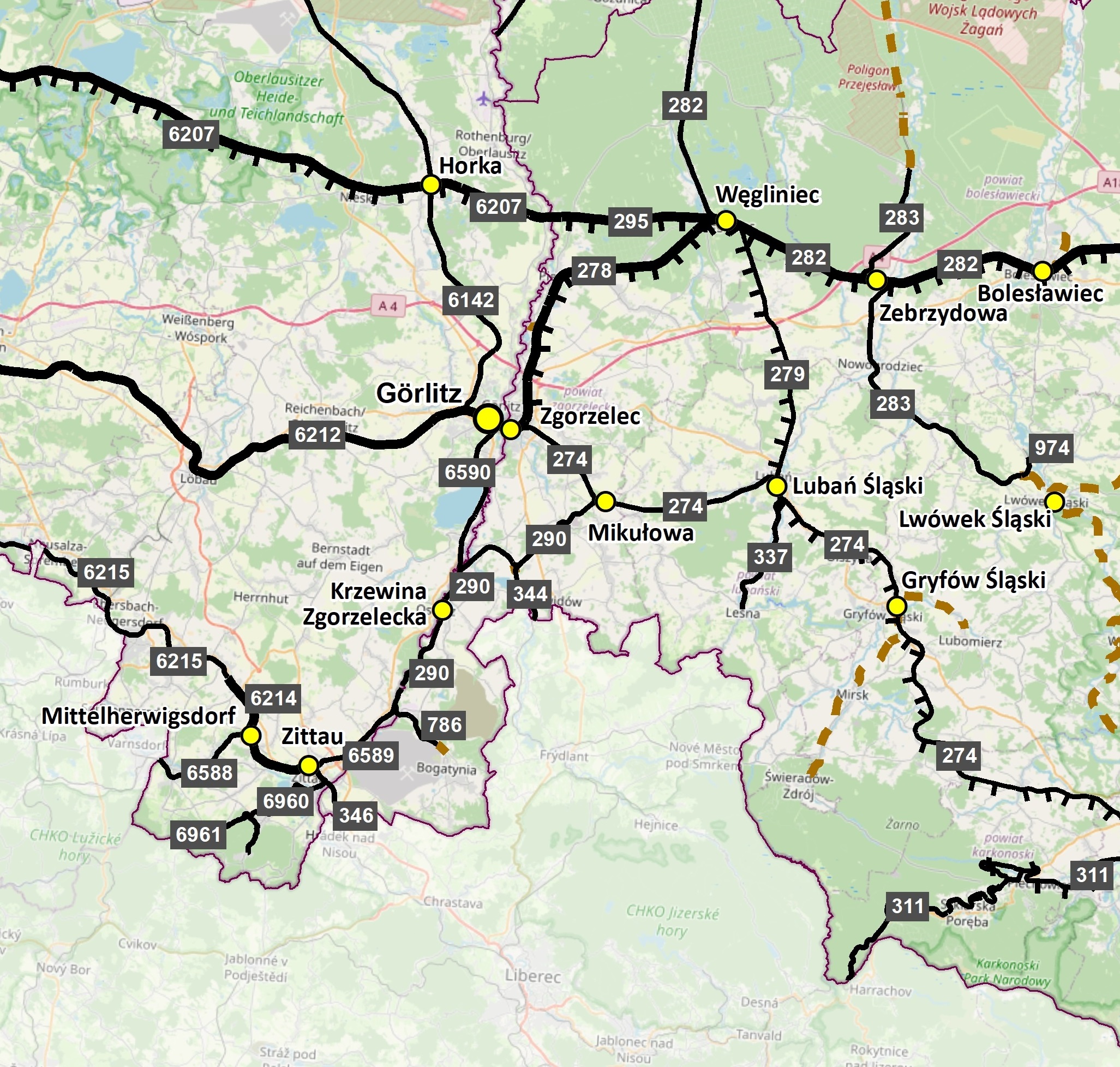 Eisenbahnkarte / Mapa kolejowa A, Fragment